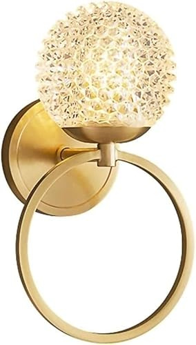 Applique da parete moderna nordica con anello in ottone e paralume in vetro a nido d'ape, attacco G9, apparecchio di illuminazione decorativo, applique semplici per camera da letto