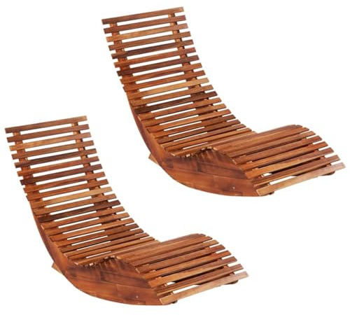 Swpsd Rocking Sun Loungers 2 pcs Solid Wood Acacia rocking chair Model277093