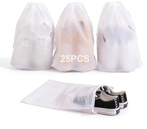 25PCS Shoe Bag Shoe Storage Bags Multifunctional Travel Waterproof Underwear Bag Waterproof Dustproof Transparent Drawstring Storage Bag (30×40cm) for Packing Adults Kids Shoes Luggage Organization