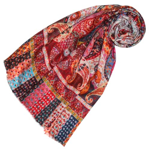 Lorenzo Cana - XXL Cachemire Soie Femme Foulard Foulard 50% Cachemire 50% Soie Coloré Imprimé Multicolore 70 x 200 cm Foulard Châle Châle Étole Multicolore Pashmina 78722