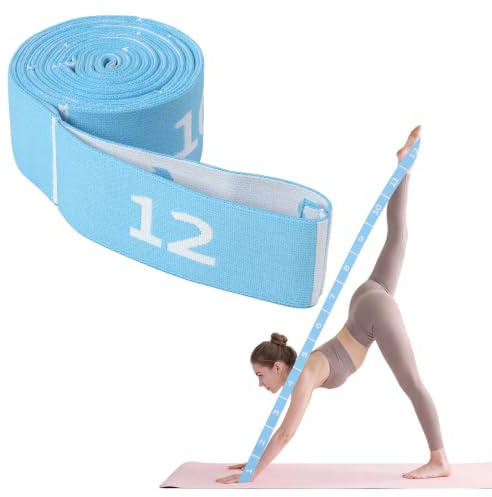 Romon Élastique Musculation, Bande Élastique Bleue avec 12 Boucles, Haute Élasticité Accessoire de Yoga pour Étirements, Danse, Gymnastique et Pilates