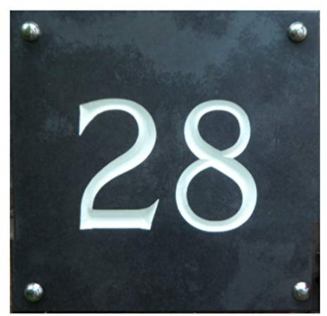 Large Engraved Slate House Number - Hand Engraved, V-cut, 1 or 2 Digit House Plaque