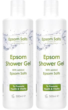 Epsom Shower Gel with Added Magnesium – 500ml Body Wash for Cleansing and Revitalising Skin x 2