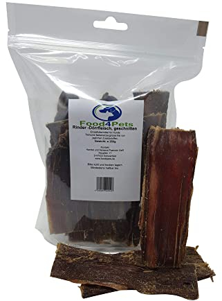 Food4Pets Rinder-Dörrfleisch 250g – Getreidefreie Hundesnacks aus 100% Rind, naturbelassen, schonend getrocknet