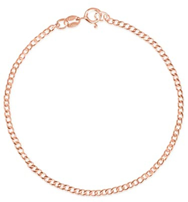 modabilé Armband Damen Rosegold Vergoldet Armkette aus 925er Sterling Silber (15cm 1,85mm breit) Silberarmband Panzerkette 925 ohne Anhänger