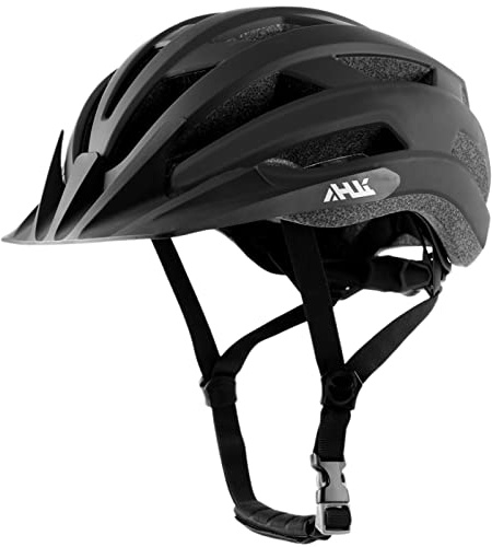 Youth Adult Road Bike Helmet, Men Women Adjustable Mountain Bicycle Helmet with Detachable Visor, 2 Sizes for Age 8-14+ Youth, Kids, Adult (Matte Black, L)