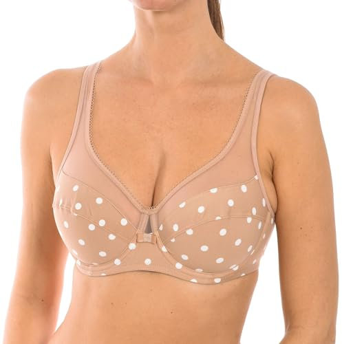 Dim Soutien-Gorge Femme Avec Armatures Generous Classique x1 Soutien-Gorge, Marron à Pois Blanc, 100B