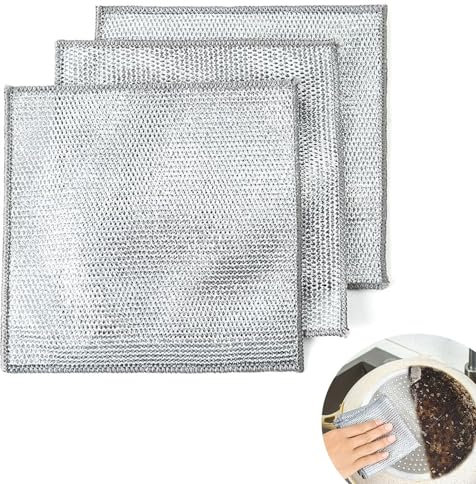 3PCS Smart Scrubs - Non-scratch Scouring & Miracle Wire Cleaning Cloth, 20x20cm - Multi-purpose for Kitchen, Dish, Sink, Stove Top