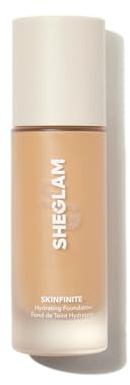 SHEGLAM Skinfinite Hydrating Foundation Flawless Dewy Foundation Hydrating Coverage Invisible Pore Concealer Pore-less Non-Greasy Lightweight Natural Soft Liquid Foundation-Sand