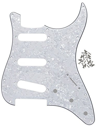 FLEOR 11 hål SSS pickguard repplatta för USA/mexikansk tillverkad standard modern ST stil elgitarr utbyte, vit pärla 4 lager