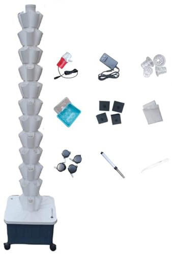 Torre hidropónica, torre de cultivo para jardín hidropónico vertical, torre de cultivo hidropónico vertical sin suelo, equipo de torre de plantación multicapa,White-12-layer