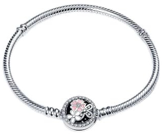XWN 925 Silver Bracelet for Women, Pandora Moments Series Snake Chain Bracelet, Compatible with Pandora Charms, an Ideal Jewelry Gift for Women.(Flower 18CM)