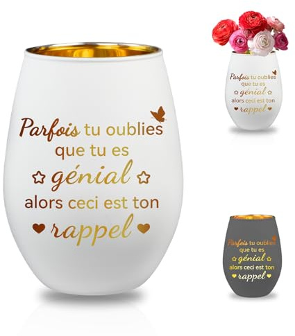 LIHIQIYA Cadeau Anniversaire Femme, Photophore avec Gravure Cadeau pour Femme Inspirant Bougeoir Verre Decoration Interieur Maison Cadeaux Anniversaire Original Aid Femme pour Mama Mamie Amie Collègue
