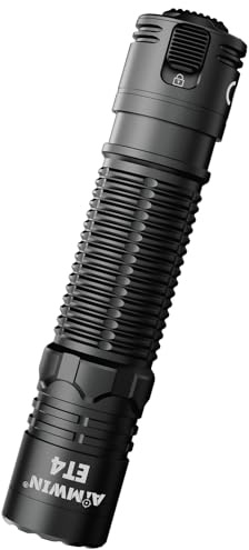 AIMWIN Torcia Elettrica Ricaricabile Tattica ET4 EDC 3500 Lumen Portata 380m 4 Livelli di Luminosità Modalità Search/Turbo Istantanee Pulsante Posteriore USB-C Ricarica Rapida Torcia Compatta
