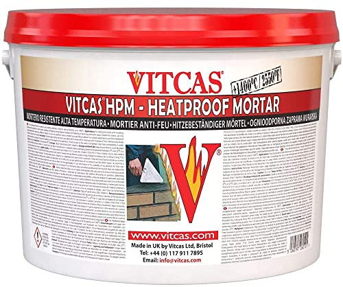 VITCAS HPM-Heatproof Mortar – Air Setting - Cement Ready Mixed - Heat Resistant Mortar for Fire bricks in fireplace, stoves, boilers etc - Indoor Use -10kg
