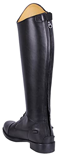 QHP Leder-Reitstiefel Romy für Kinder mit austauschbarem Design ! Schwarz, normale Wadenweite (39, Schwarz)