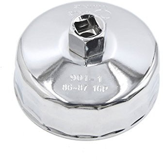 sourcing map 16 Flöten 87mm Ölfilterschlüssel Ölfilterkappen Satz Metall Ölfilter-Werkzeug Silber