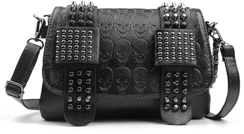 EVEOUT Damen Punk-Stil Rivet Leder Umhängetasche Nieten Handtasche mit Schultergurte Schultertasche