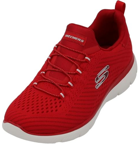 Skechers Femme Summits Fast Attraction Trainers, Red Mesh/White Trim, 37 EU
