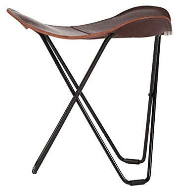 Cuero Design Flying Goose Pampa Hocker Leder/Stahl Chocolate/Black, Maße: H 47cm x B 48cm x T 48cm, 1437