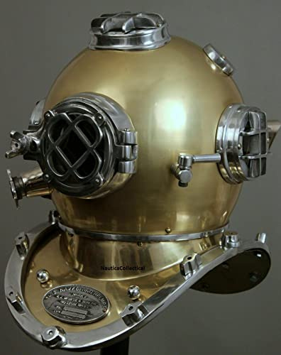 NauticaCollectical Tauchhelm Us Navy Mark V Tiefsee Marine Taucher Antike Scuba Sea Diver Vintage Marine Taucher Helm Massiver Stahl & Messing Taucherhelm 18