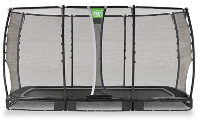 EXIT Toys Allure Premium Rechteckiges Bodentrampolin - 214x366cm - Extra Lange Federn für erfahrene Springer - Mit Fußschutzsystem - Premium-Sicherheitsnetz - Wasserdicht - Schwarz