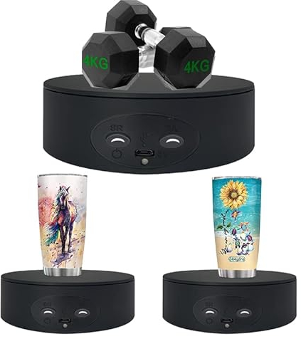 ULEMONDEE 13 cm elektrischer Drehteller für die Fotografie, 360 Grad drehbarer Ausstellungsstand für Schmuckausstellung, Ladenausstellungsstand, Kuchenausstellung (Schwarz)