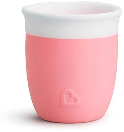 Munchkin Training Sippy Cup, Silicone Open Tiny Cup for Babies and Toddlers 4 Month Old and Up, 2 Ounce, Coral/Pink