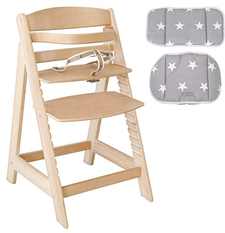 roba Treppenhochstuhl Sit Up III, mitwachsend bis Jugendstuhl, natur, Sitzverkleinerer Litte Stars, 1.0 Count