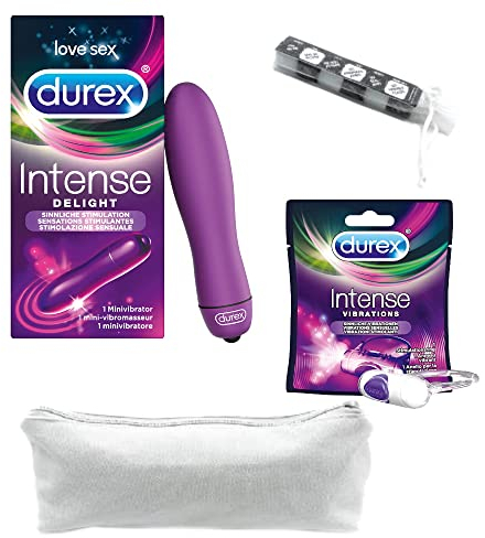 Durex aufregendes Erotik-Set mit einem Intense Delight Minivibrator, Intense Vibrations Ring & Accessoirces für Paare