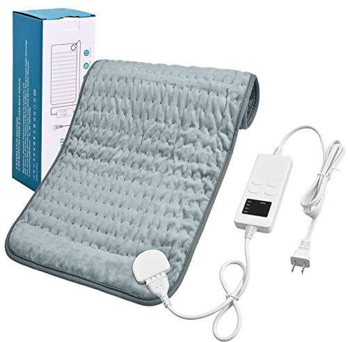 Electric Heating Pad with Automatic Shut-Off, Fast Heating Technology and Overheating Protection, 6 Temperature Levels, Safe Heating Pad with 4 Types of Timers (40 x 76 cm, Grey)