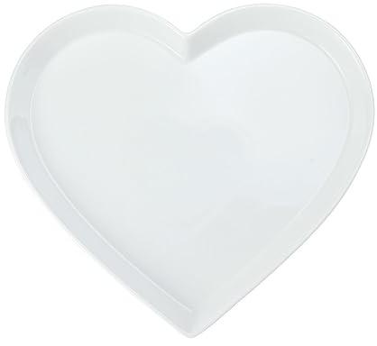 MIKASA Chalk Herzförmige Servierplatte aus Porzellan, Große Herzplatte für Canapes und Vorspeisen, 30cm | Weißer Servierteller für Partys | Spülmaschinenfest