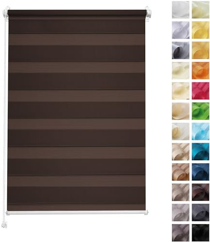 Rettika Doppelrollo ohne Bohren, klemmfix - Braun, Breite: 100cm, Höhe 150 - Rollos für Fenster ohne Bohren, Fenster rollos für innen, Duo Rollo