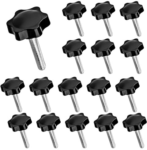 TOKSEO 16 Stück Sterngriffschraube M6, Schrauben mit Griff Rändelschraube M6x40mm, Sternkopfschraube, Sternschrauben,Gewinde Stern Klemmknopf, Sternkopf Klemmknopf, Sterngriffmutter M6 (Schwarz)