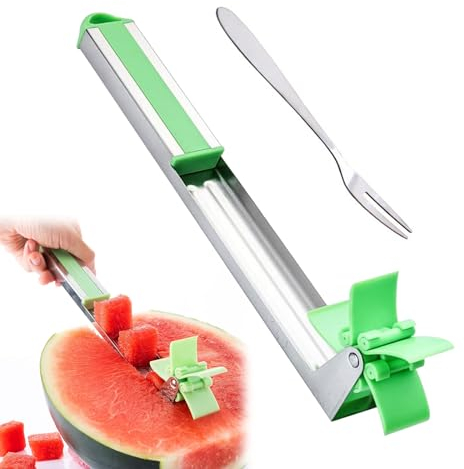 Coupe-Pastèque,Watermelon Cutter,Cutter Melon En Acier Inoxydable,Cutter Pour Couper La Pastèque Melon,Moulin À Vent Melon Cutter,Trancheuse De Moulin À Vent De Pastèque,Kiuiom