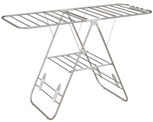 HOMCOM Séchoir à Linge sur Pieds Pliable étendoir 2 Niveaux Ajustables dim. 148L x 60,5l x 98H cm