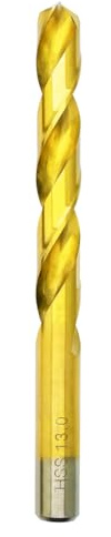 Hilpaty HSS-TiN Drill Bit 13mm x 151mm x 1pc Titanium Coated Twist Drill Bits for Metal, Stainless Steel, Non Ferrous, Cast Iron, Wood