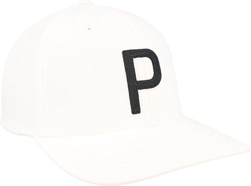 Puma Golf Men's Standard Heritage P Cap, White Glow- Black