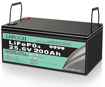 Batería LiFePO4 de 24V (25,6V) 200AH, batería de fosfato de hierro y litio, puede reemplazar la batería AGM de ciclo profundo, adecuada para Acampadas al aire libre, barco, sistema solar, etc.