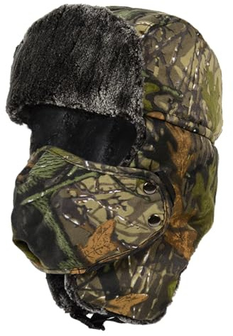 LY4U Sombrero de Trampero de Invierno para Hombres, Gorra de Piloto Forrada de Vellón Cálido, Sombreros Cortavientos de Camuflaje para la Caza en Clima Frío, Esquí, Senderismo, Verde