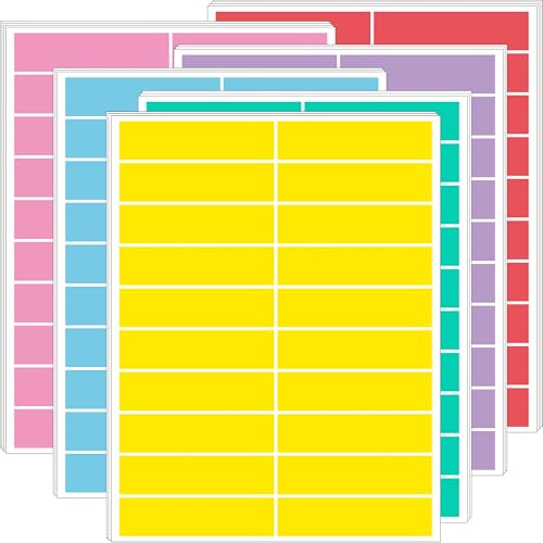 YSHIHE Coloured Labels Stickers, 25MM x 100MM, 6 Colours Coding Labels Stickers, Rectangular Sticky Labels 24 Sheets, 480 Labels for Office and Organization