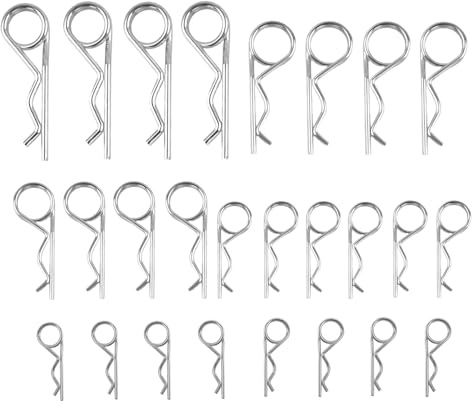 26 Stück Federstecker Doppelt Federsplinte R Splinte Sortiment M2.5-M5 Edelstahl Verzinkte Sicherungssplinte 5 Größen R Clips Set Auto, Motor, Werkstätten, Rohrleitungen und Reparatur