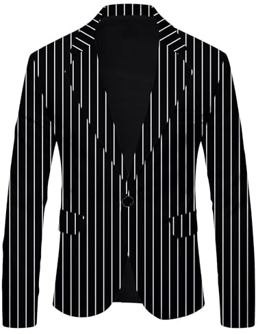 Veste de costume à carreaux pour homme pour mariage, bal de fin d'année, veste de costume formel, blazer à carreaux pour homme, coupe ajustée, blazer décontracté, Rayures verticales noires, S