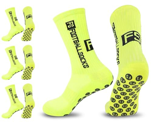 Ancuioyz Chaussettes De Sport De Football Antidérapantes, Haussette Antidérapante Foot, Chaussettes De Football Respirant, Football, Basket-Ball, Course à Pied, Cyclisme (Fluorescent)