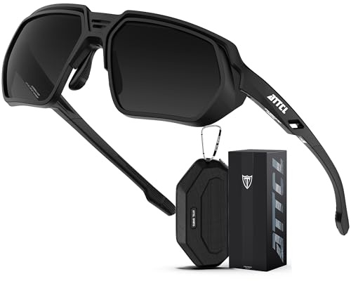 ATTCL Sports Polarized Sunglasses for Men: Womens UV400 Protection, Lightweight Wrap Around TR90 Frame for Fishing Golf Driving Black KD03-06