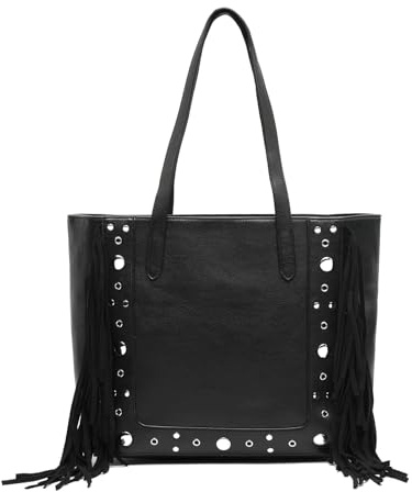 MISAKO Catrinas borsa shopper grande con dettagli metallici e frange Donna - Catrinas Nero 31x42x13cm