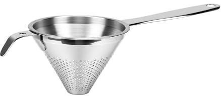 Elprico Konsil, 304 Finmaskig Sil Av Rostfritt Stål med Krok, Konformad, Ergonomisk, Rostfritt Stål Sil Av Kinalock, för Silning Frön, Bönor, Såser och Mer