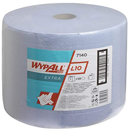 WypAll Extra Wiper Roll L10 7140, 1-Ply, High Absorbent, Airflex Technology, Blue Paper Wipers for Light-Duty Cleaning, Large Roll Format, 1 Roll x 1,500 Sheets
