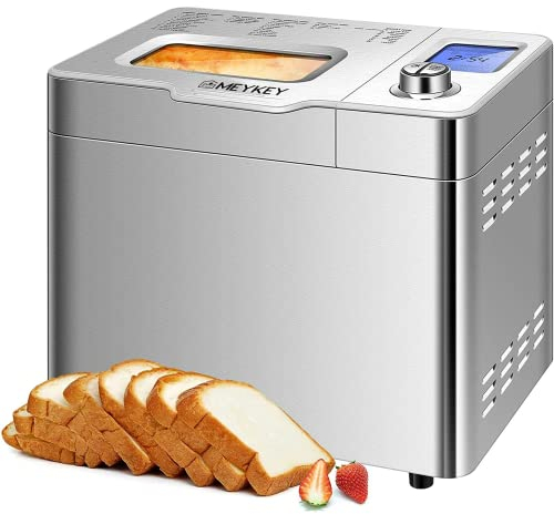 COOCHEER Máquina para hacer pan con capacidad de hasta 900 g, Programas inteligentes y automáticos, 3 tamaños de pan, 550 W, 36 x 22 x 30 cm, color plateado