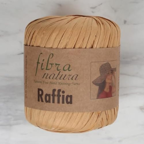 Fibra Natura fil de raphia en cellulose 100 % rayonne, cordon papier pour macramé, 40 g 90 m, paille naturelle, fil de décoration intérieur, respectueux de l'environnement